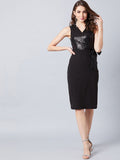 Athena Black Embellished Sheath Dress