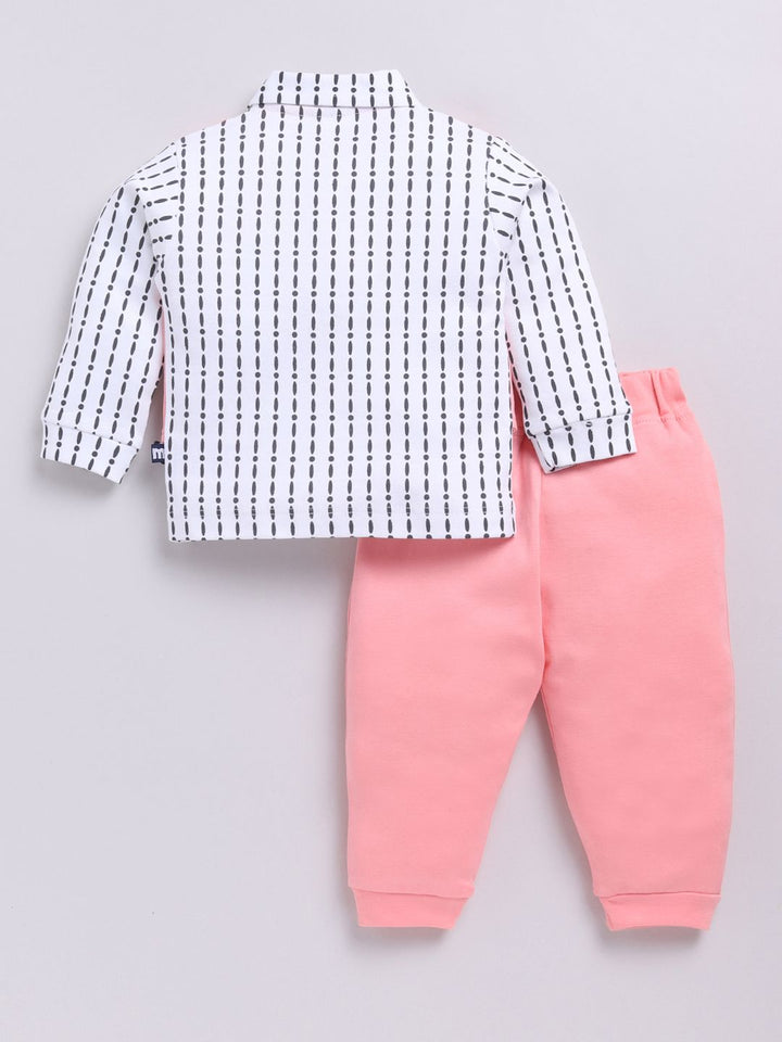 Moms Love Infant Boys Printed Pure Cotton Shirt with Joggers