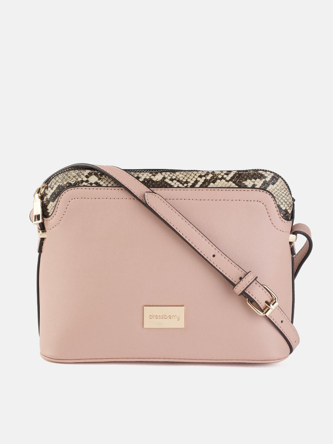 DressBerry Peach-Coloured Solid Sling Bag