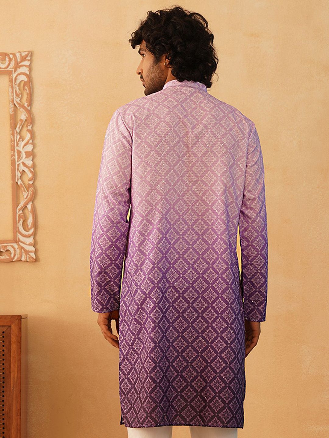 Jompers Ethnic Motifs Printed Band Collar Pure Cotton Straight Kurta