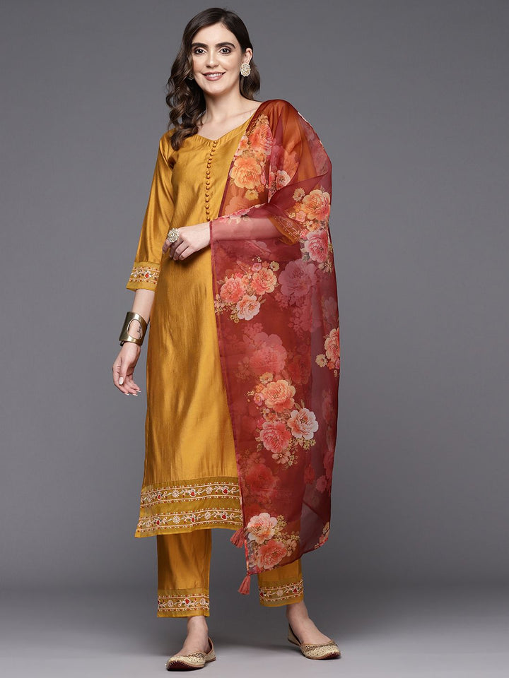 Indo Era Women Embroidered Liva Kurta with Trousers & Dupatta