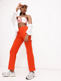 DressBerry Women Bright Burnt Orange Trousers