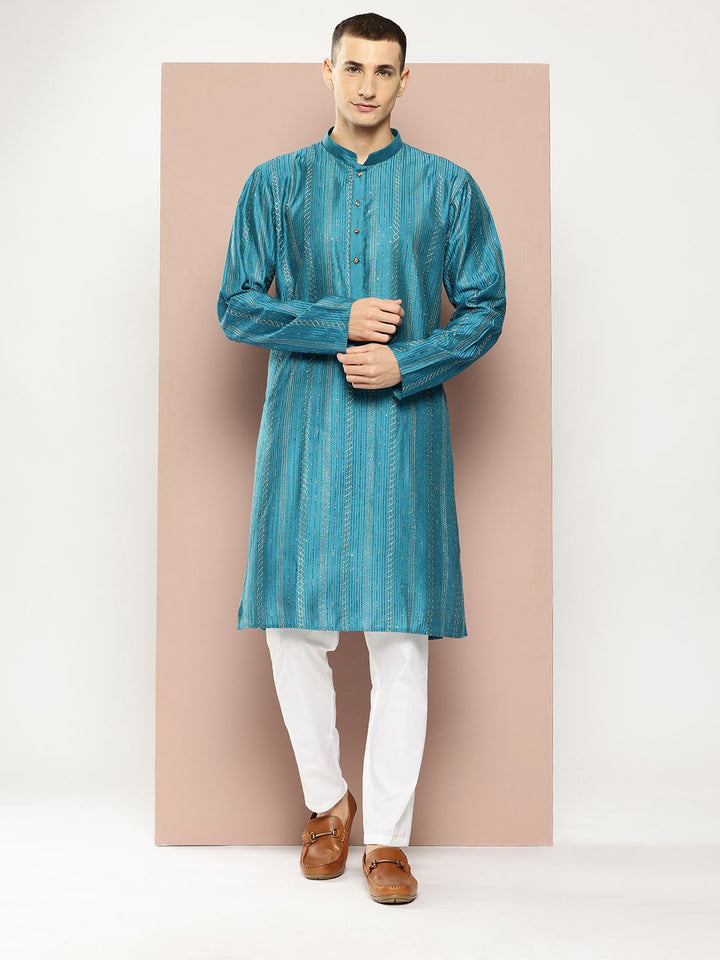 See Designs Sequined Woven Design Chanderi Silk Kurta with Pyjamas