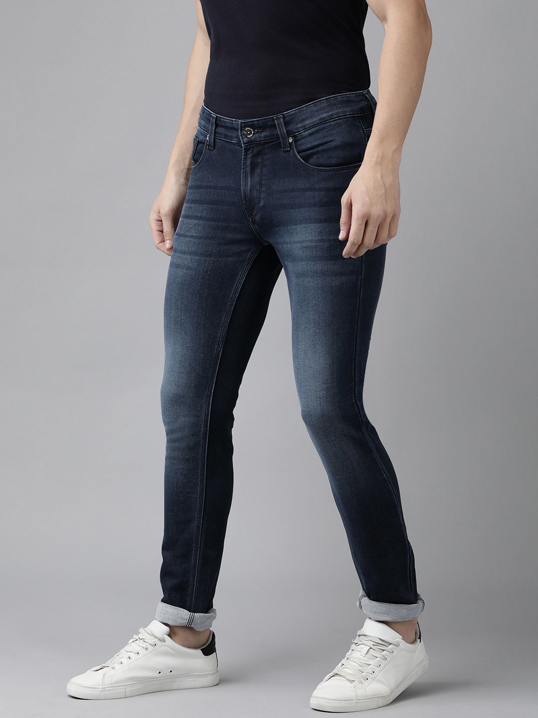 SPYKAR Men Skinny Fit Low-Rise Heavy Fade Stretchable Jeans