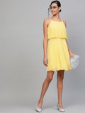 SASSAFRAS Yellow Accordion Pleated A-Line Dress