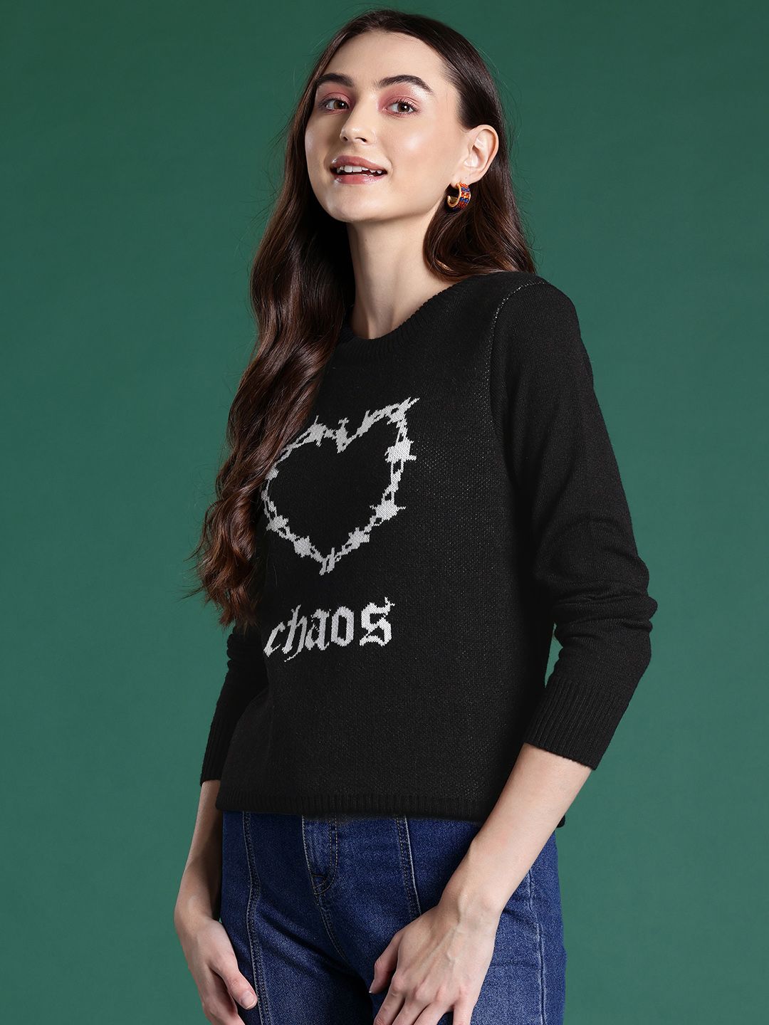 DressBerry Conversational Design Acrylic Pullover