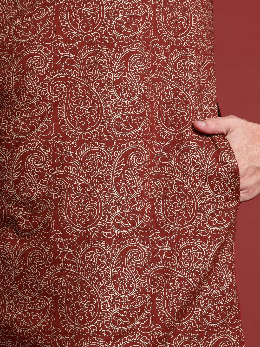 Anouk Tyohaar Collection Cotton Paisley Print High-Low Kurta