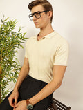 Thomas Scott Men Knit Striped Polo Collar Pure Cotton T-shirt