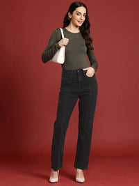 all about you Women Straight Fit High-Rise Light Fade Stretchable Jeans