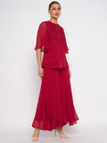 Antheaa Embellished Top & Palazzos Co-Ords Set