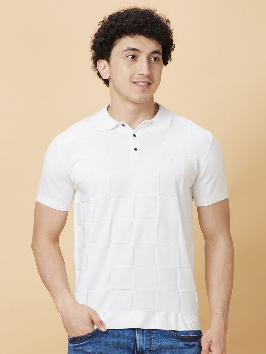 Being Human Men Checked Polo Collar Pockets T-shirt