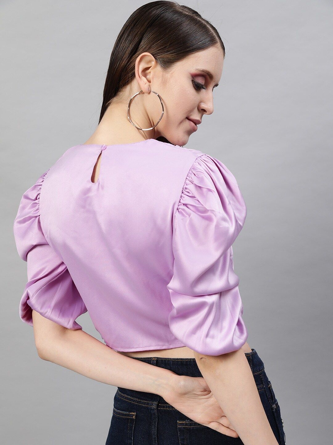 STREET 9 Lavender Pleated Blouson Crop Top