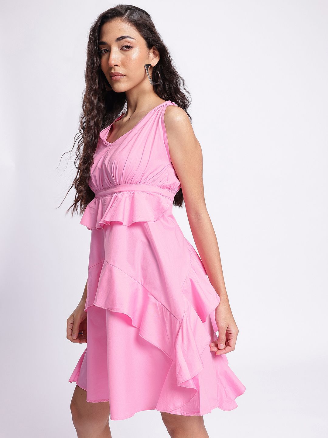 DressBerry Pastel Charm Ruffled A-line Dress
