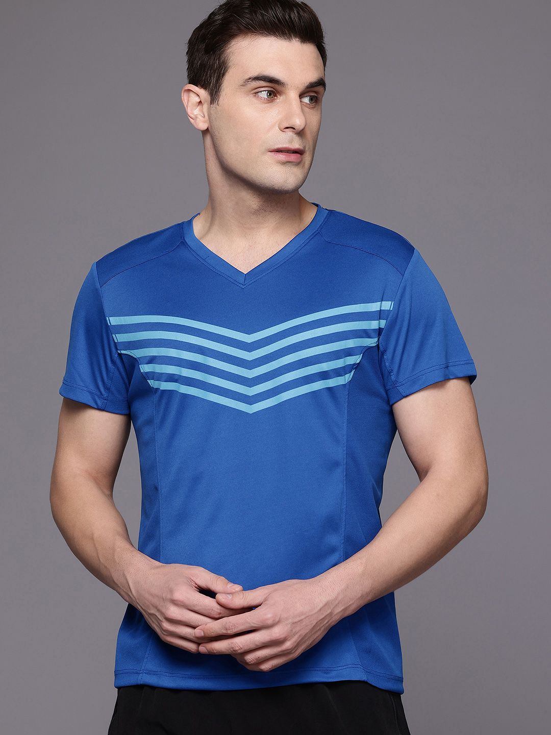 HRX by Hrithik Roshan Striped Rapid-Dry Training T-shirt