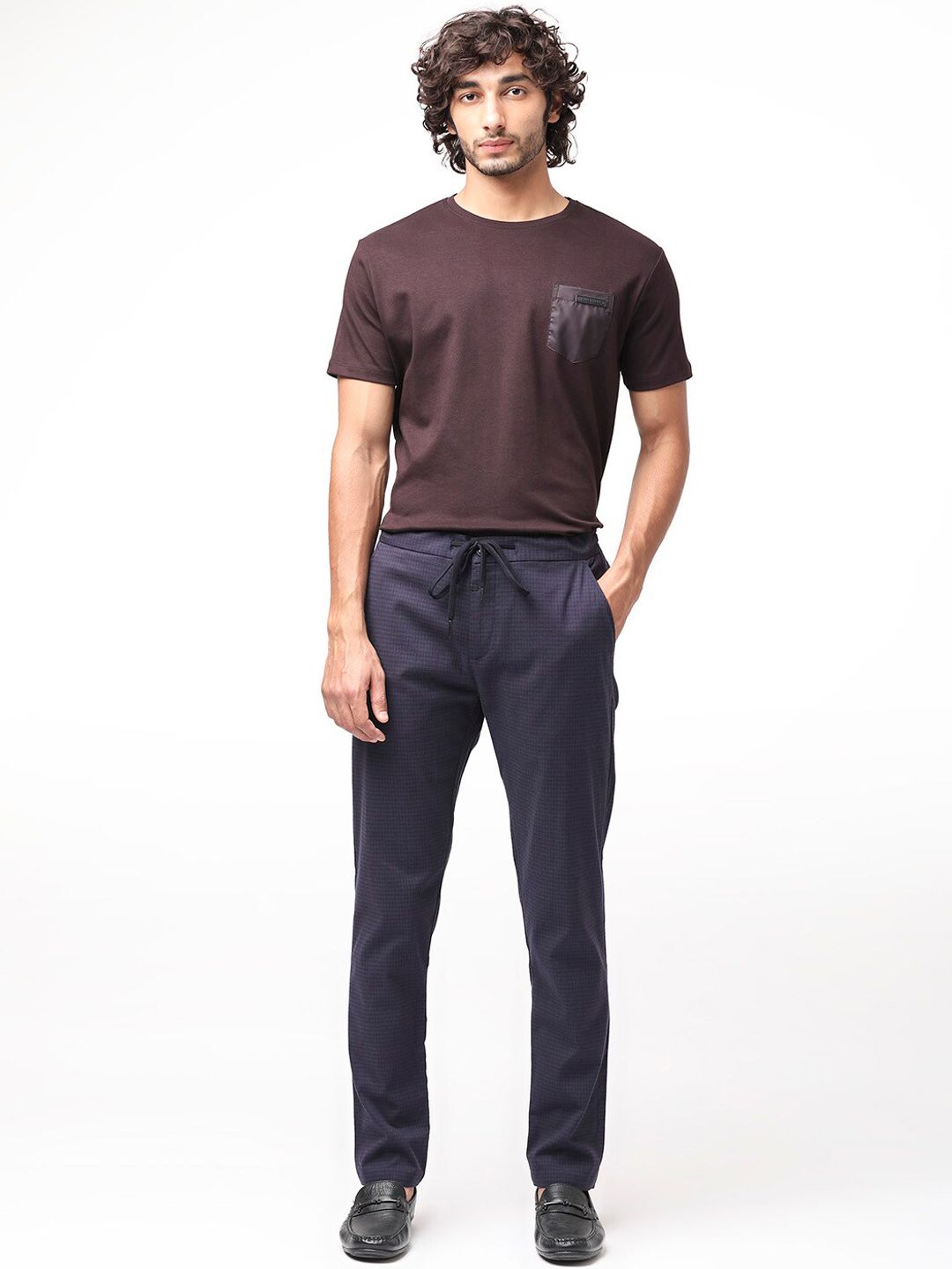 RARE RABBIT Men Hobbs Drawstring Mid Rise Slim Fit Trouser