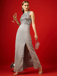 STREET 9 Embellished Sleeveless Net Maxi Dress