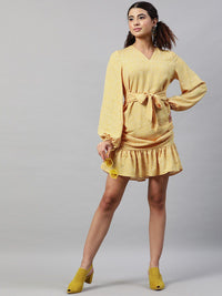 STREET 9 Woman Yellow Georgette Drop-Waist Dress