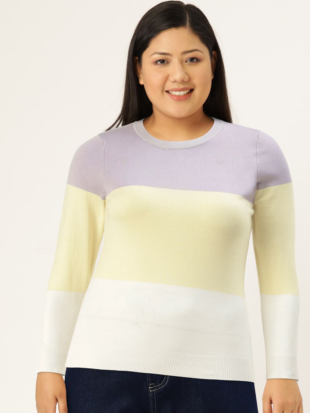 AND Lavender & Yellow Colourblocked Top