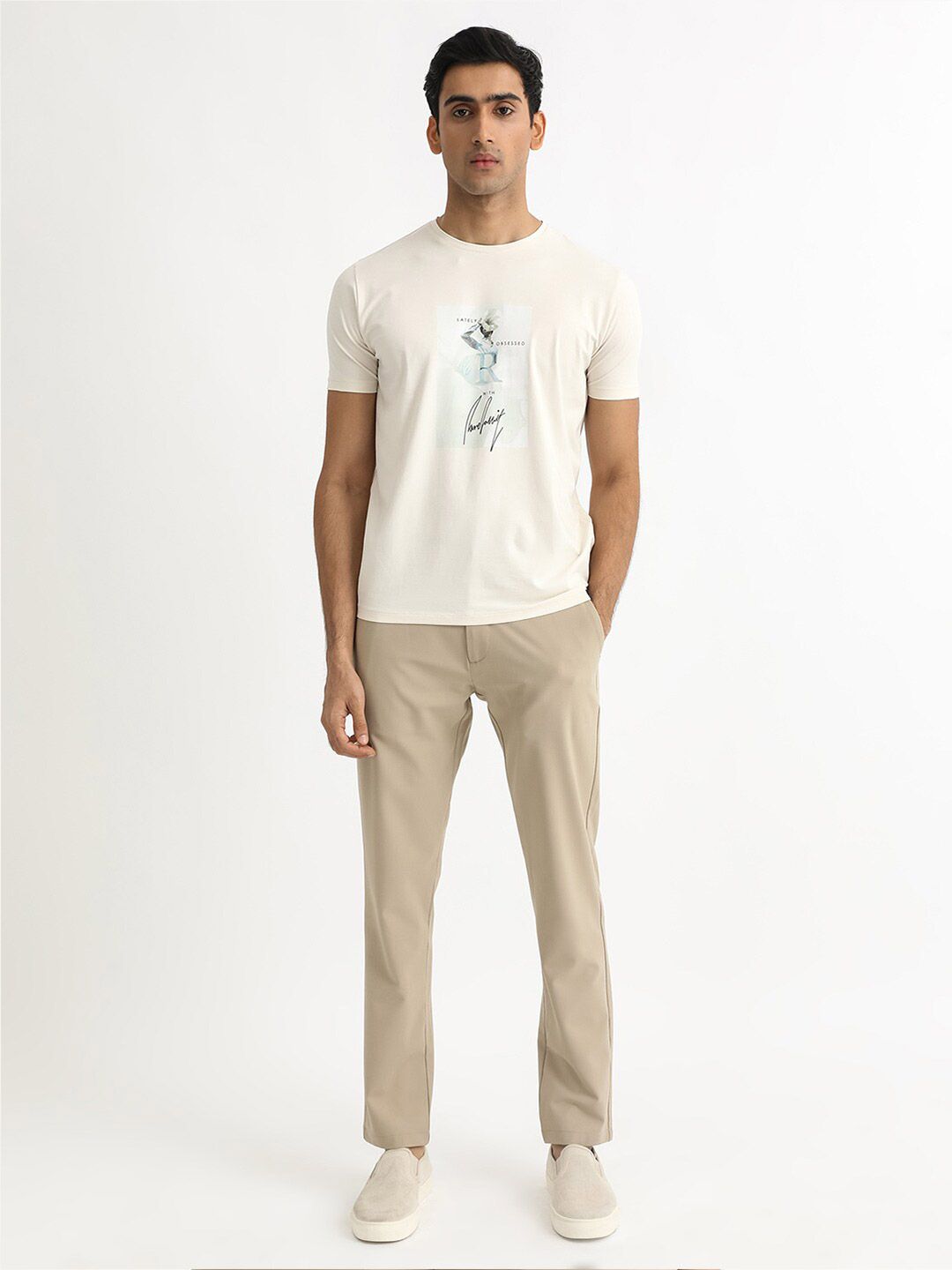 RARE RABBIT Men Hats Graphic Printed Round Neck Slim Fit Cotton T-Shirt