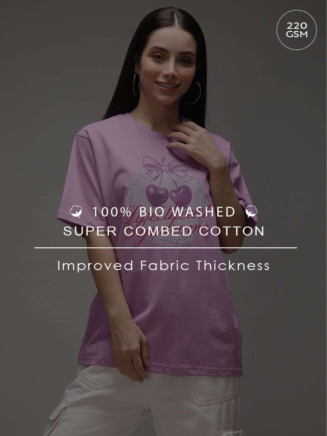 DILLINGER Women Short Sleeve Oversized Crew Neck Printed Tshirt