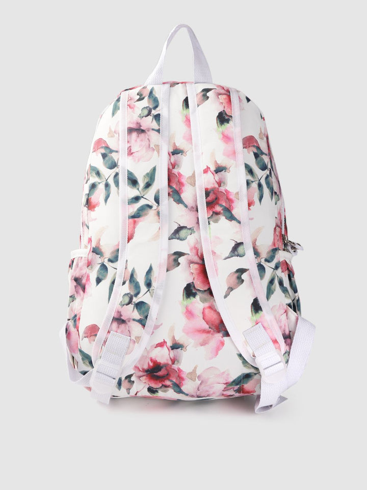 Lino Perros Women White & Pink  Floral Print 13 Inch Laptop Backpack