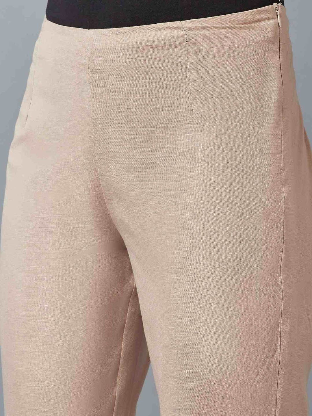 W Women Beige Slim Fit Trousers