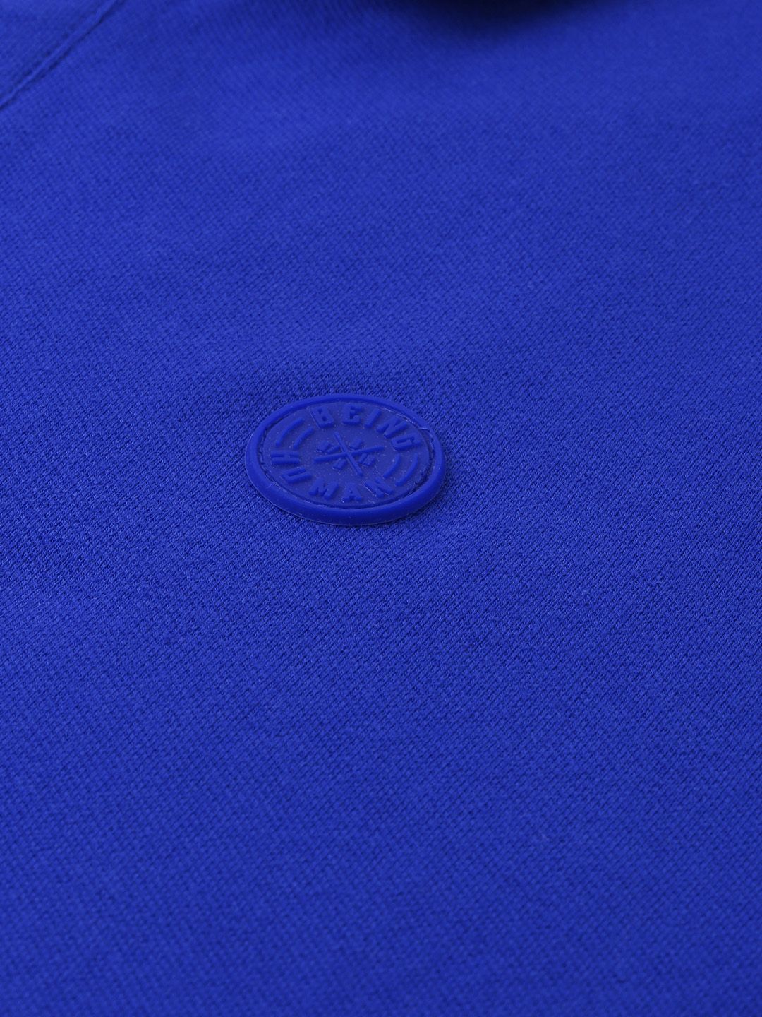 Being Human Men Blue Solid Polo Collar T-shirt