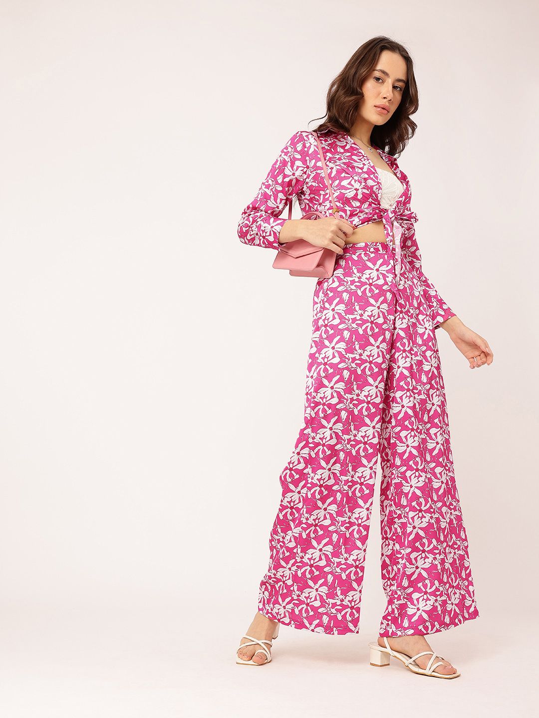 DressBerry Women Funky Bloom Summer Chic Wide Leg Trousers