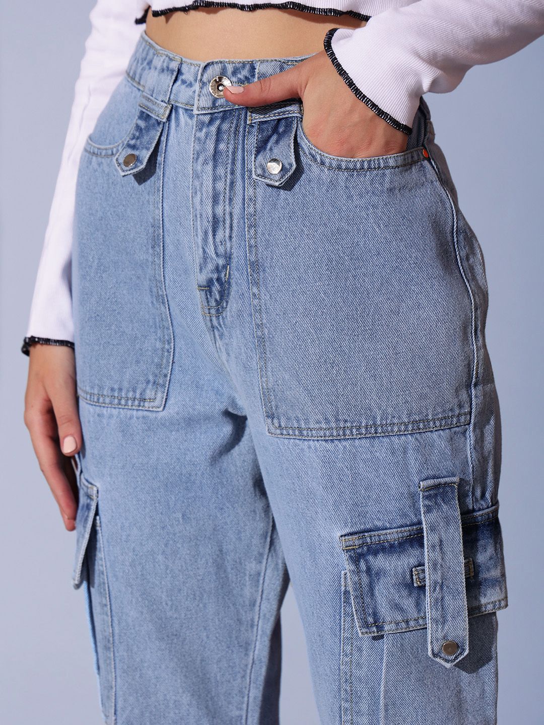 STREET 9 Women Comfort High-Rise Cotton Clean Look Jeans