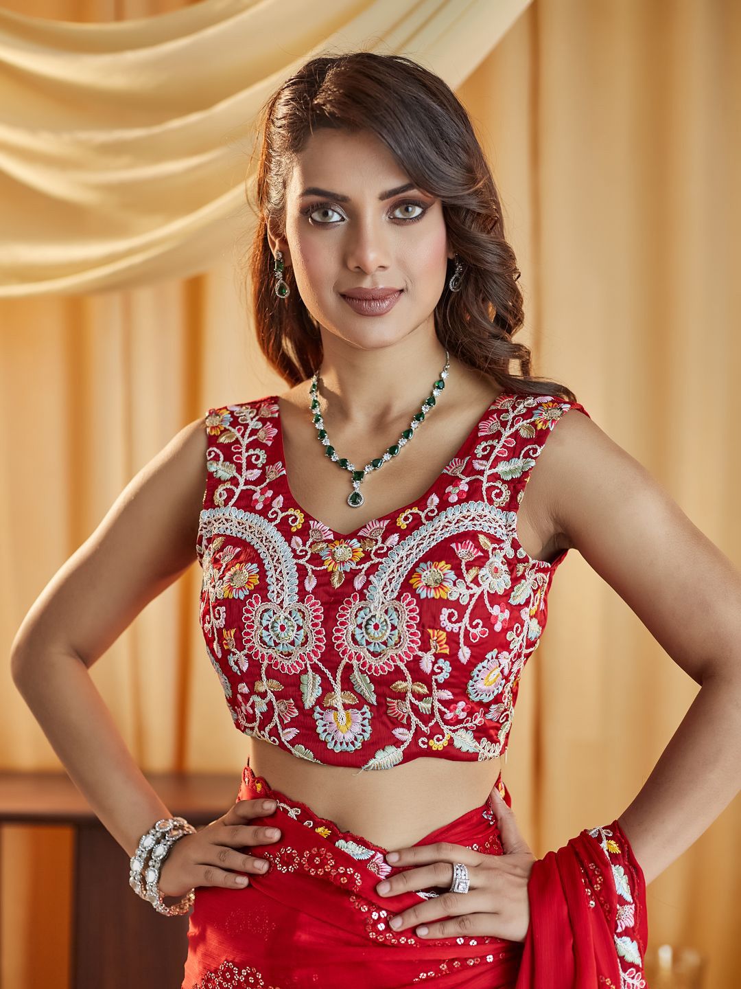 kasee Ethnic Motifs Kutchi Embroidery Pure Silk Saree