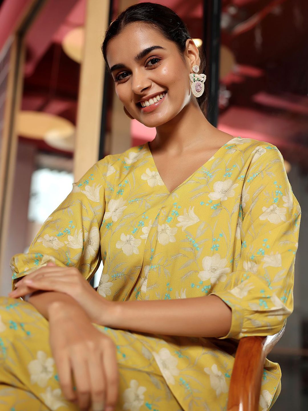 Libas Floral Printed Tunic With Trousers