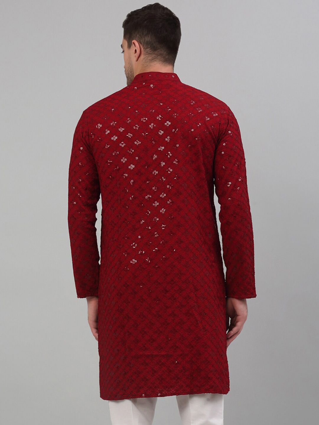 Jompers Embroidered Mandarin Collar Sequins Kurta