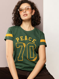 DILLINGER Women Boxy Regular Embroidery Crew Neck Tshirt