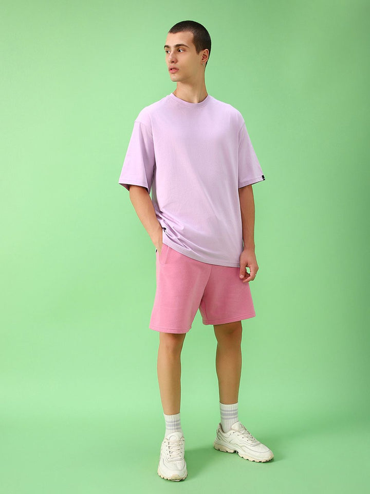 Bewakoof Men Purple Round Neck Oversized Cotton T-shirt