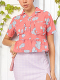 DressBerry Floral Fantasy Utility Shirt Style Top