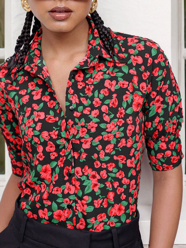 DressBerry Vibrant Bright Floral Printed Shirt