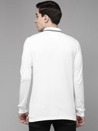 THE BEAR HOUSE Men White OverDyed Pure Cotton Polo Collar Slim Fit T-shirt
