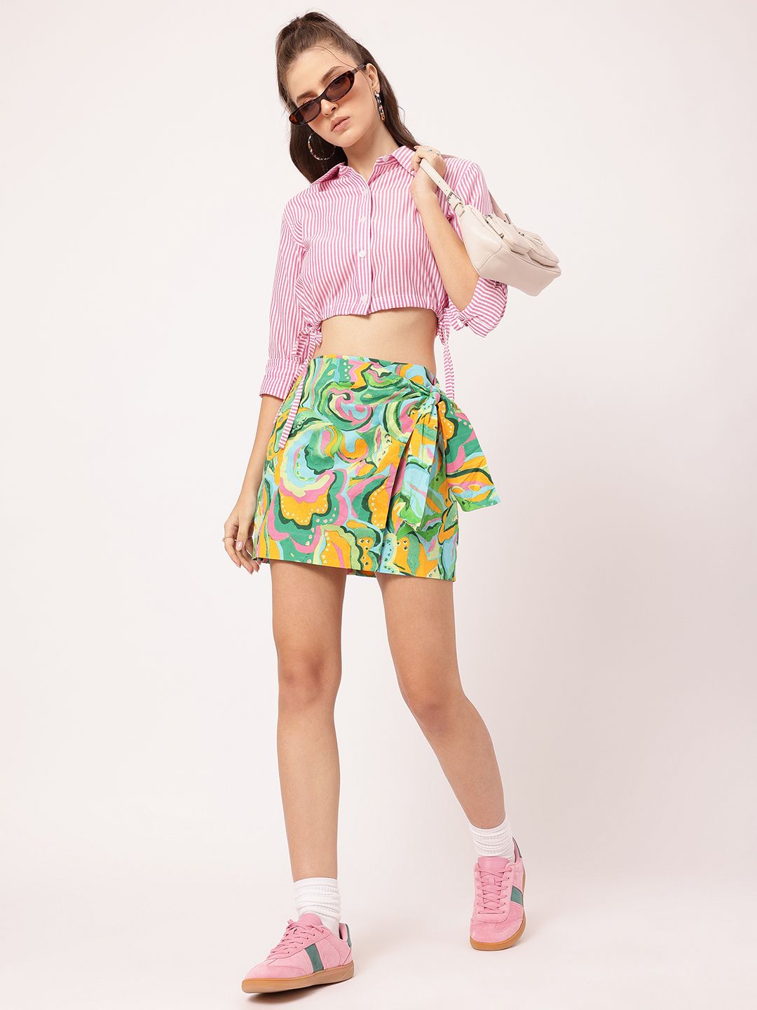 DressBerry Crop Crush Striped Tie-Up Shirt