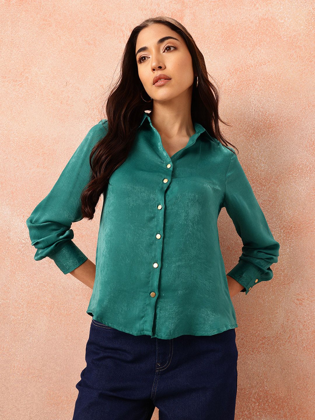 all about you Satin-Finish Regular Fit Casual Shirt