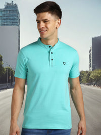 Urbano Fashion Band Collar Pure Cotton Slim Fit T-shirt