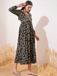 Vishudh Printed Fit & Flare Midi Dress