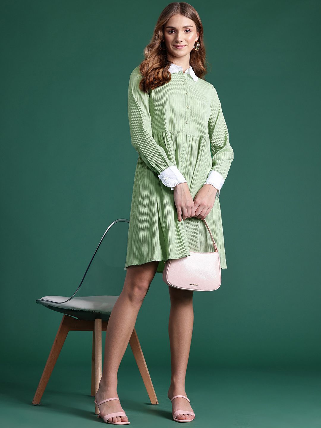 DressBerry Pleated Shirt Dress