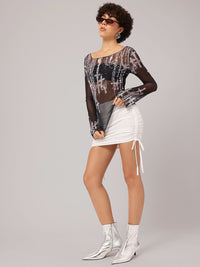 DressBerry Ivory Whimsy Ruched Mini Skirt