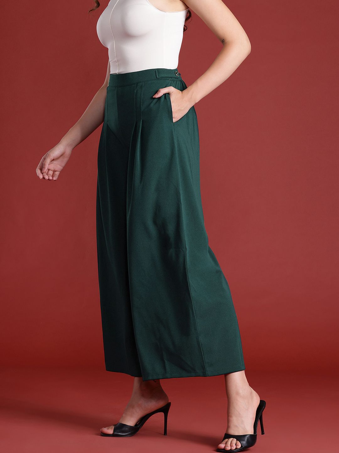 all about you Women Flared Pleated Trousers