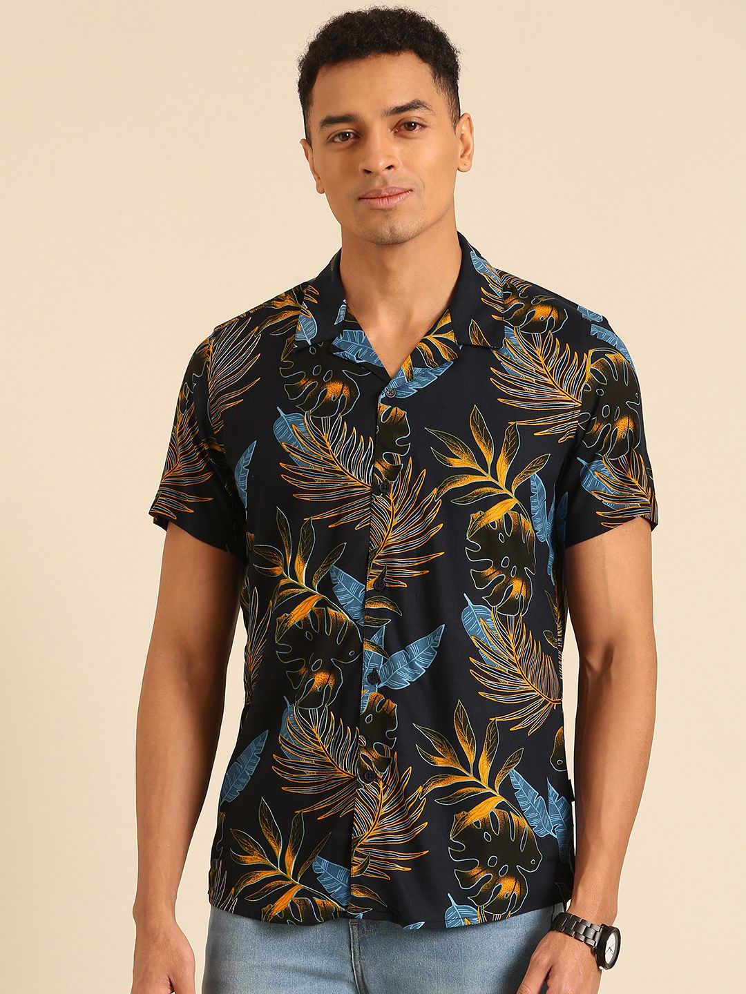 Being Human Slim Fit Tropical Printed Casual Shirt