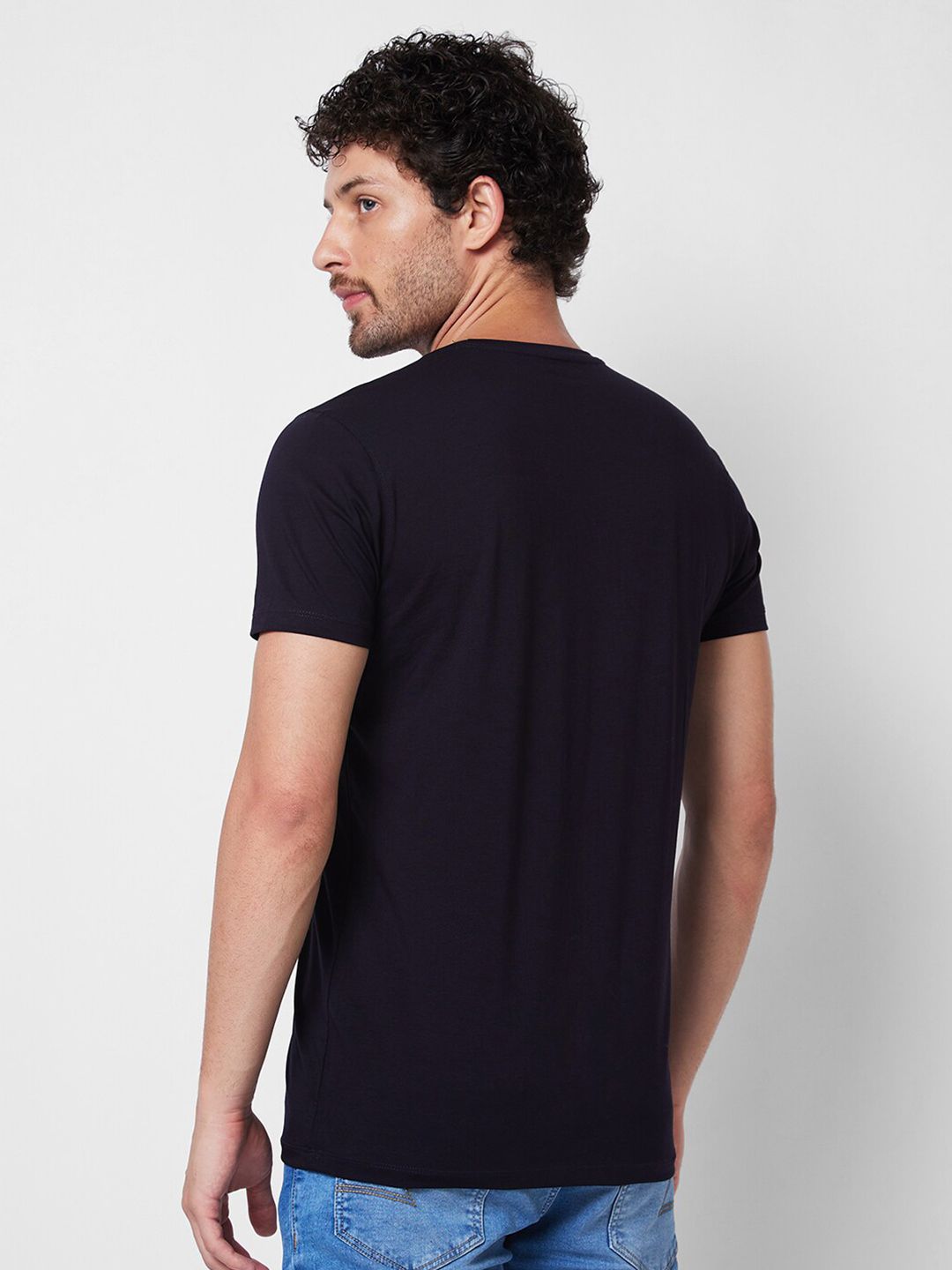 SPYKAR Round Neck Short Sleeves Printed Slim Fit Cotton T-shirt