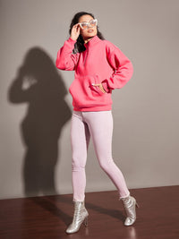 SASSAFRAS Pink Mock Collar Sweatshirt