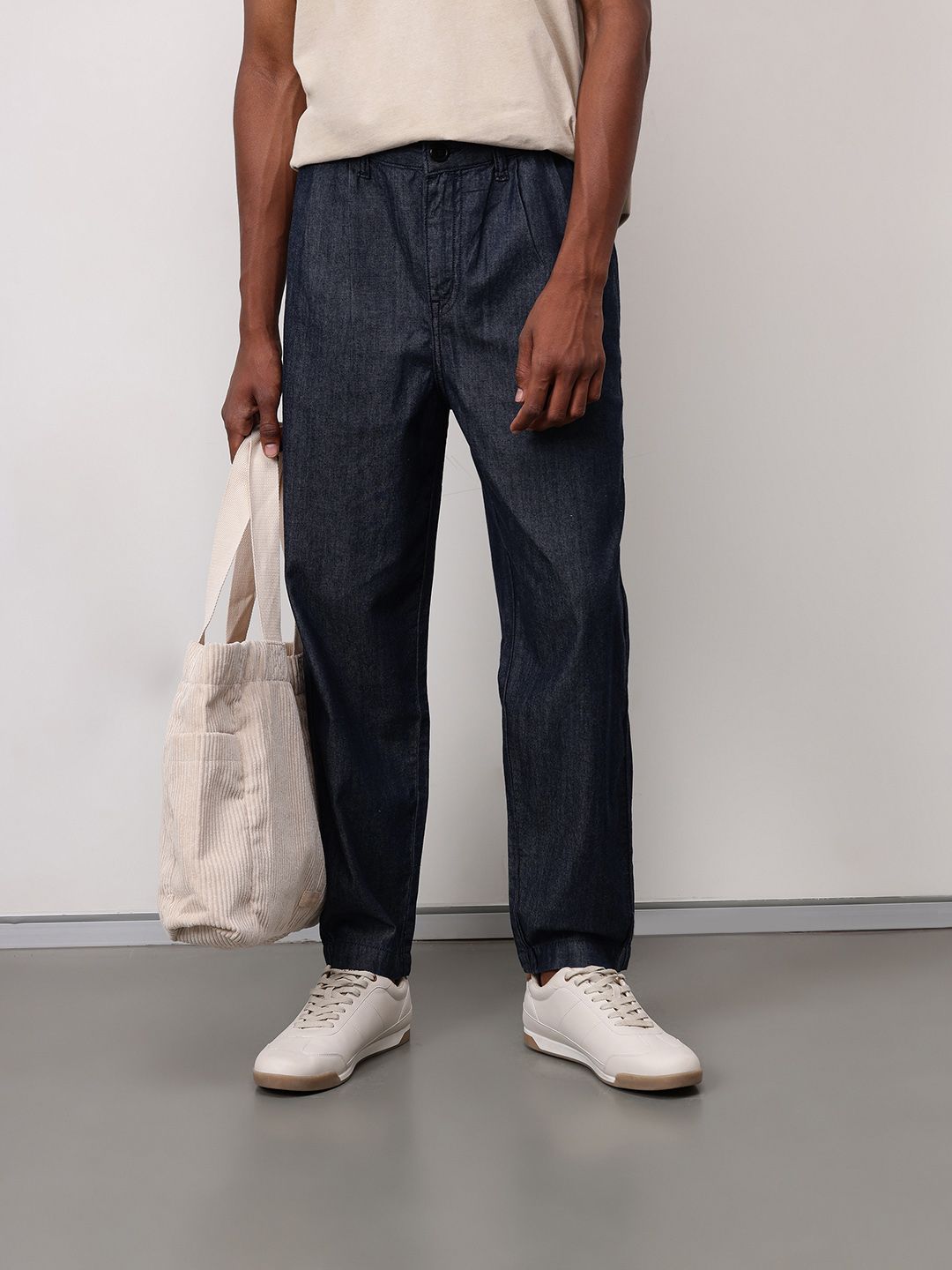 ether Men Chambray Pleated Trousers