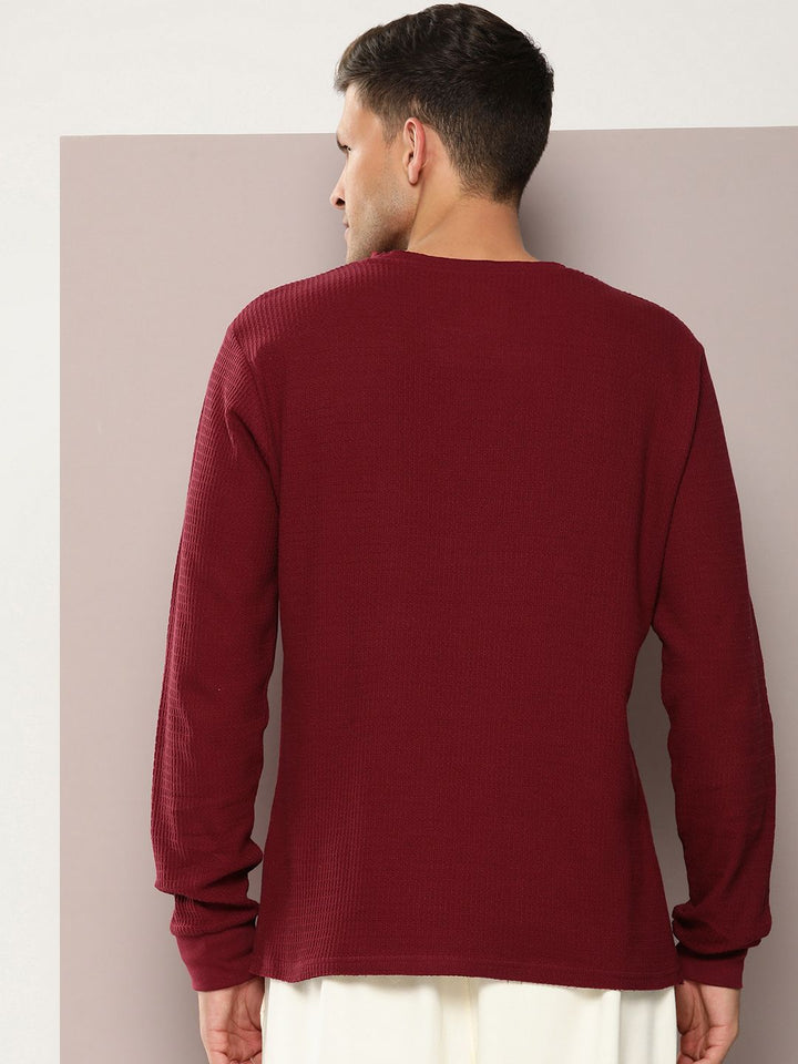 DILLINGER Men Waffle Structure Self Design Pockets T-shirt