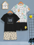 HELLCAT Boys Pack Of 2 Printed T-shirt with Shorts